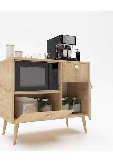 Floradesign Fresh Kahve Köşesi / Çok Amaçlı Dolap / Airfryer Dolabı / Mutfak Organizeri Meşe