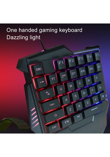 Yuntech01 Ergonomik Wrist Restli 35 Tuşlu Kablolu Bir El Oyun Klavyesi, Rgb Işıklı Sessiz Abs Materyal Pubg Oyuncu Yardımı