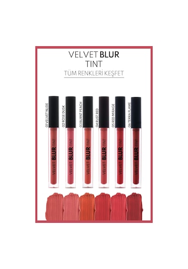 Note Cosmetics Velvet Blur Tint Kadife Bitişli Nemlendirici Mat Ruj - 04 Rust Red - Pembe