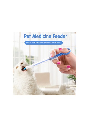 Vkemall Köpek Ve Kedi İlaç Uygulama Aleti - İki Uçlu Tablet/sıvı İlaç Verici - Su/mama Dağıtıcı - Mavi