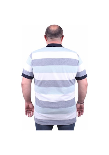 Starbattal Büyük Beden Polo Yaka Tişört 23409 Lacıvert-Lacıvert Çok Renkli