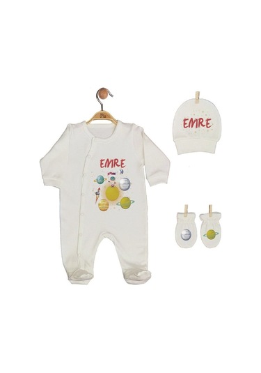 Pia Baby Gl 1922-02 İsme Özel Beşli Tulum Set Krem