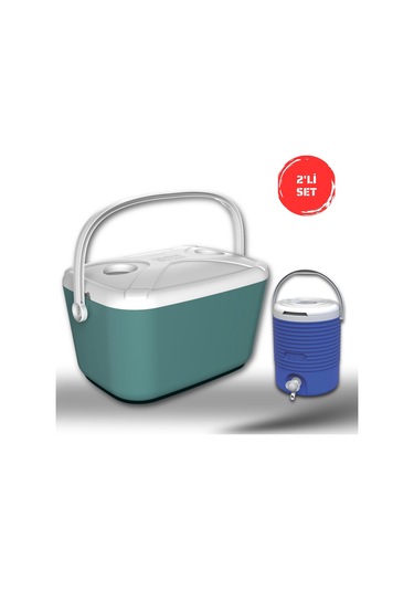 Buzluk Termos Set-30 Lt Buzzy Buzluk Termos 1178 Cooler Box + +6.5 Lt Erciyes Piknik Termos 1403 Cooler Jug Turkuaz