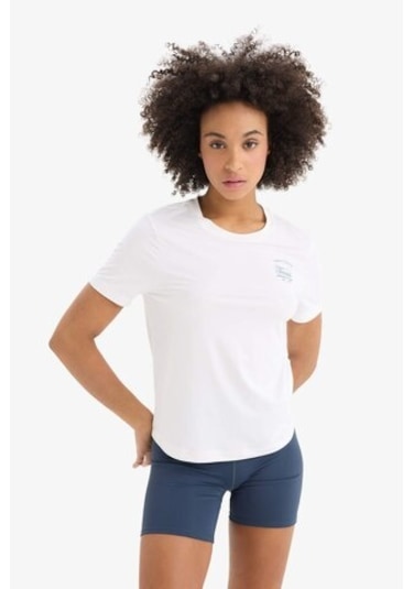 DeFactoFit Oversize Geniş Kalıp Bisiklet Yaka Baskılı Sporcu Kısa Kollu Tişört D9298AX25SPWT80