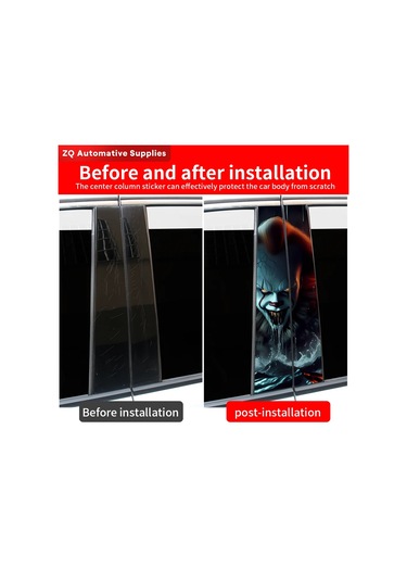 Korku Palyaço Araba Çıkartma Otomobil B Sütun Su Geçirmez Güneş Koruyucu Dekorasyon Kapağı 009 2pcs 1 Piece Set