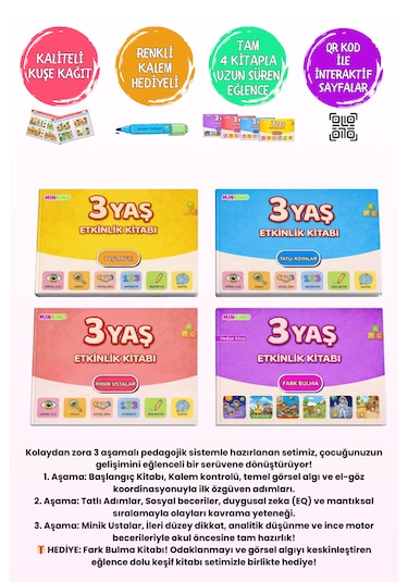 3 Yaş Etkinlik Seti 4 Kitap Bir Arada