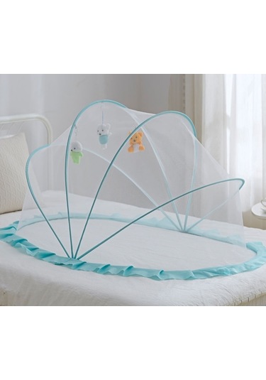 Relaxed Beşik Cibinlik Çocuk Bebek Yatağı Anti-cibinlik Kapağı Yenidoğan Dipsiz Katlanabilir Moğol Yurt-mavi
