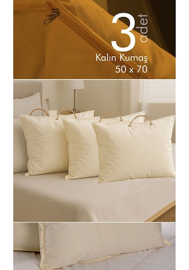 Vedsey 3'lü Set 70x50x25 Cm Krem Hurç Pencereli Krem