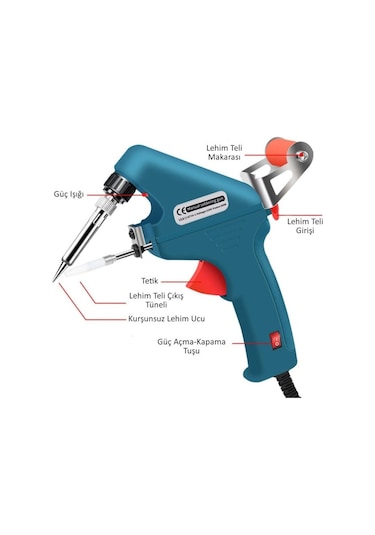 Schulzz 5 Parça Tetikli Otomatik Beslemeli 60w 480 C Lehim Tabancası Seti