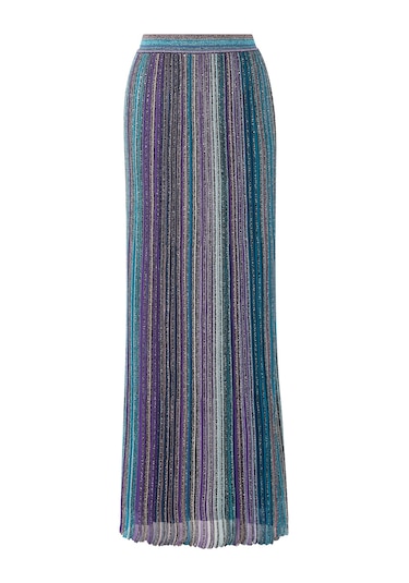 Missoni Payetli Triko Maxi Etek Mavi