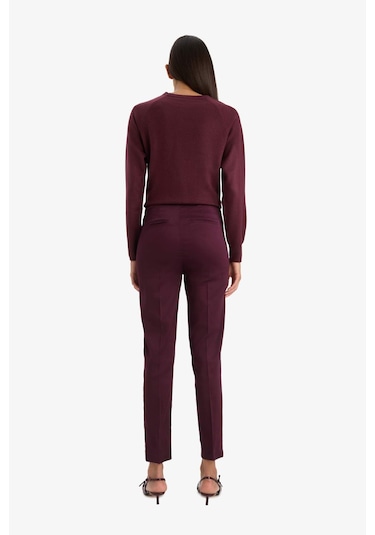 Defacto Sigaret Normal Bel Düz Paça Saten Pantolon J8743az25wnbr228 Bordo-br228