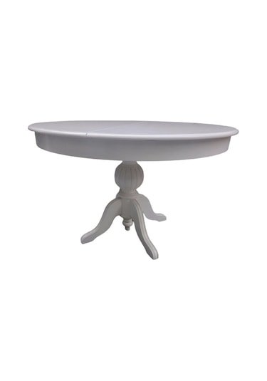 Masa Baba Ayak Ihlamur Ağacı  MDF Tabla, Parlak Krem Lake Boya 110 cm İtinalı paket kergo El Yapım