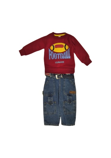 Erkek Çocuk Alt Üst Takım Kırmızıfootball Yazılı Pamuklu Kırmızı