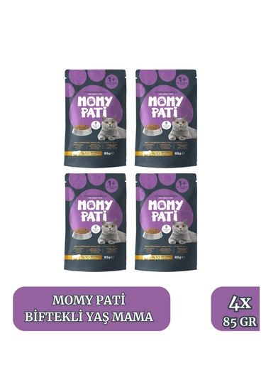 Biftekli Yaş Kedi Maması 85 Gr X 4 Adet Yetişkin Kediler İçin