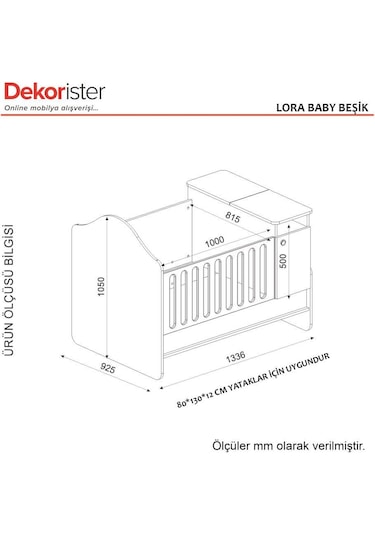 Dekorister Lora Baby Büyüyen Beşik Beyaz-Ceviz Ahşap - Beyaz