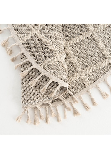 Cool Halı Bress 1411 Krem Kolay Kullanım Hav Toz Vermez Hasır Dokulu Bukle Örgü Modern Yuvarlak Halı