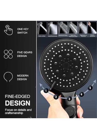 Banyo Keyfi İçin 5 Fonksiyonlu Duş Başlığı Seti Diğer