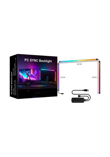 Qingmipy Rgb Müzik Senkronizasyonlu Led Işık Bariyeri - 5050rgb Ic, Yazılım Kontrollü Renk Ve Ritim Modları 24/27/32 İnç Çok Renkli