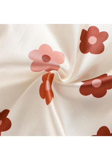 Çocuk Kız Yaz Giysileri Kıyafetler Çiçek Baskı Turn-aşağı Yaka Kısa Kollu Üstler Ve Elastik Bel Şort 2 Adet Takım Elbise Kayısı