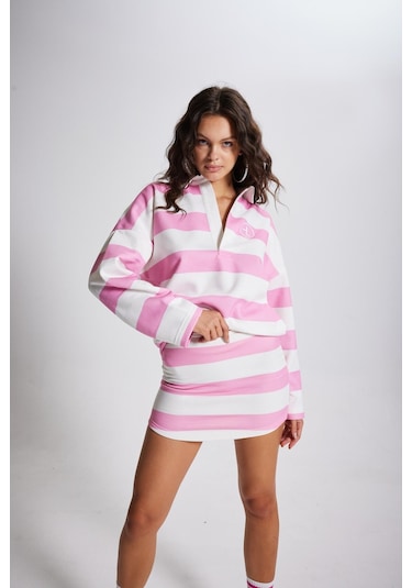 Holly Lolly Şardonlu 3 İplik Kumaş Logolu Fortune Sweatshirt Pembe