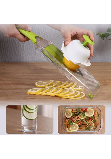 Yaozixa Paslanmaz Çelik Mutfak Dilimleyici - 5 Bıçaklı Ayarlanabilir Sebze Ve Peynir Rendeleyici Yeşil