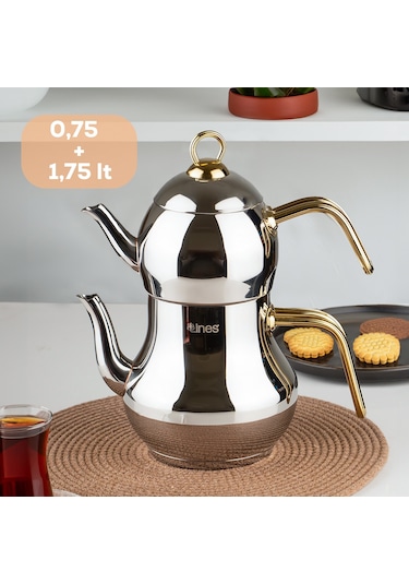 Lines Şahmeran No 3 Paslanmaz Çelik İndüksiyon Tabanlı Çaydanlık 1.75 L Gold