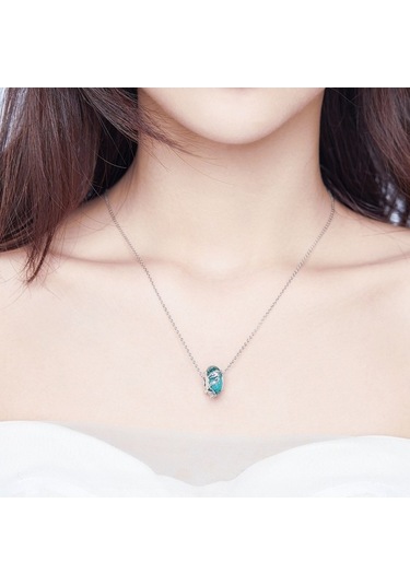 Fastbuy S925 Ayar Gümüş Yeşil Deniz Kızı Boncuk Dıy Bilezik, Renkli Cam Boncuklar Aksesuar Çok Renkli