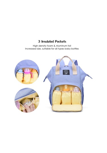 Osoce Unisex Su Geçirmez Polyester Büyük Anne Baba Sırt Çantası Bebek Kıyafetleri Bez Süt Tozu Şişesi Seyahat Depolama Çantası--mor Mor