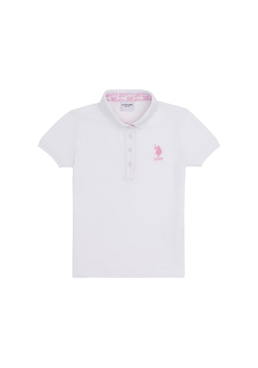 U.S. Polo Assn. Kız Çocuk Beyaz Polo Yaka Basic Tişört 50283286-VR013