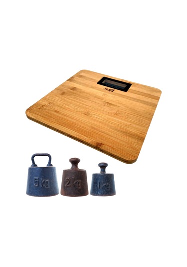 Techfit Bambu Banyo Baskülü Yüksek Hassasiyetli Darbelere Dijital