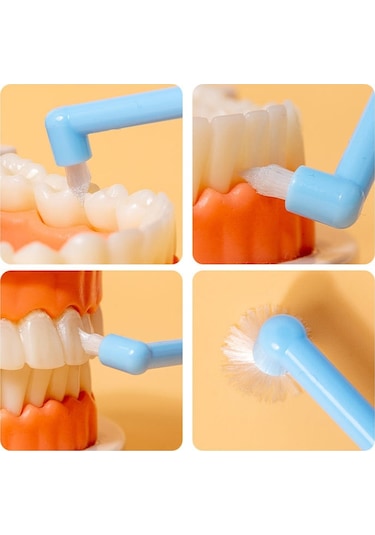 Sones Lerch 2'si 1 Arada Sivri + Yuvarlak Ortodontik Diş Temizleme Fırçası Evcil Hayvan Diş Yarığı Fırçası Renk Rastgele Teslimat