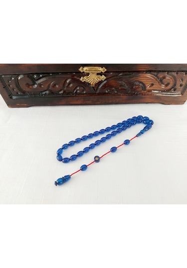 Soma Tesbih Mavi Bilek Boy Ateş Kehribar Tesbih 6 x 8
