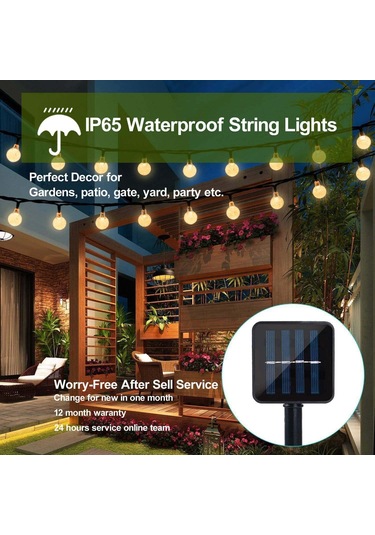 Xindoker Sarı Led Edison Toplu Bahçe Işık Zinciri - Dış Mekan Su Geçirmez Aydınlatma