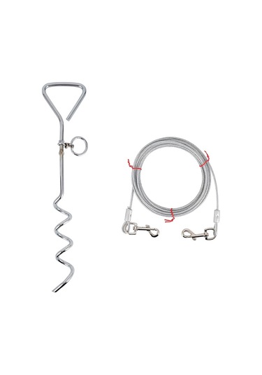 Sones Dış Mekan Evcil Hayvan Tasması Paslanmaz Çelik Zemin Çivisi Sabitleme Cıvatası, Özellikler: Klasik + Tel Halat