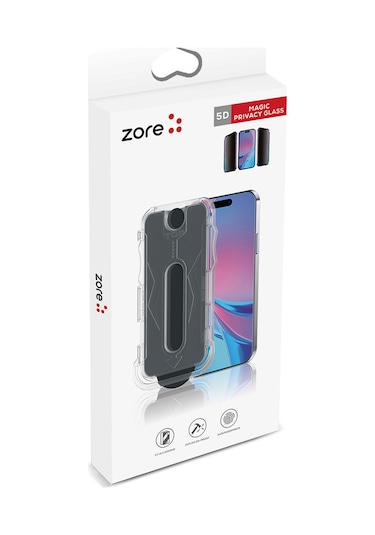 Noktaks - İphone 15 Pro Uyumlu - Ekran Koruyucu Kolay Uygulama Aparatlı 5d Magic Privacy Glass Hayalet Cam Ekran Koruyucu - Şeffaf