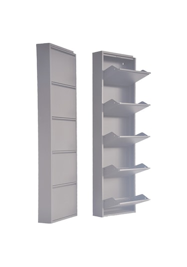 5'li Metal Ayakkabılık - Gri