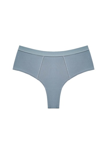 Mavi Saf Renk Rahat Pamuk Basit Temel Kadın Pamuk Orta Bel Yarım Kalça Büyük Külot Mavi