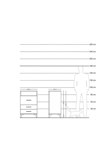 Hyperion Komodin Tek Raflı 3 Çekmeceli 60x44x96 Antrasit-çam Antrasit