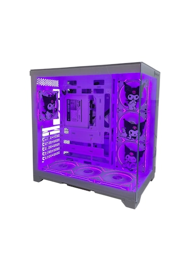 Kuromi Karakterli 7 Argb Fanlı Beyaz Akvaryum Kasa