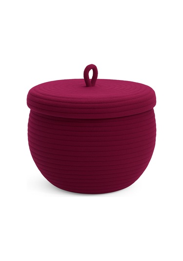 Mutfak, Banyo Ve Ev İçin Halat Hasır Sepet 17x21 Cm Kapaklı Saklama Sepeti Honeypot Mürdüm