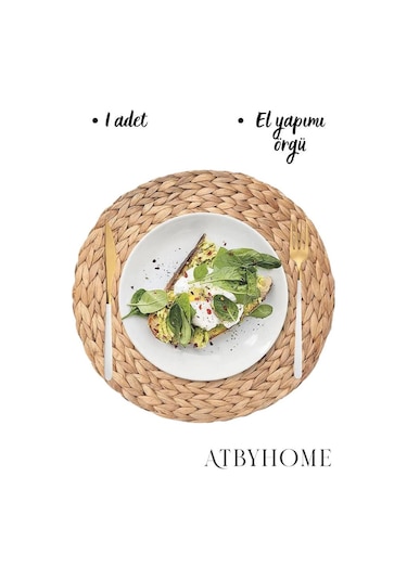 Hasır Supla Su Sümbülü El Yapımı Örme Amerikan Servis 37 Cm Hasır