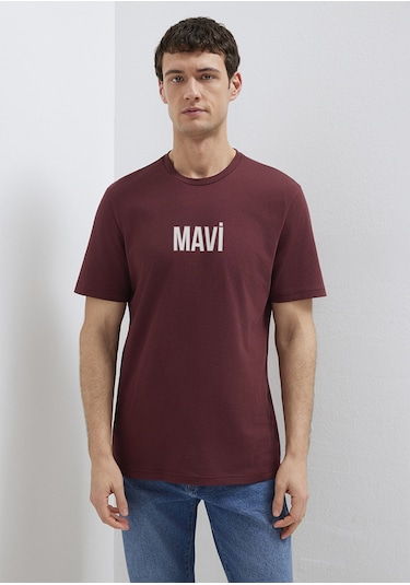 Mavi - Mavi Logo Baskılı Bordo Tişört 0613186-70396 Bordo