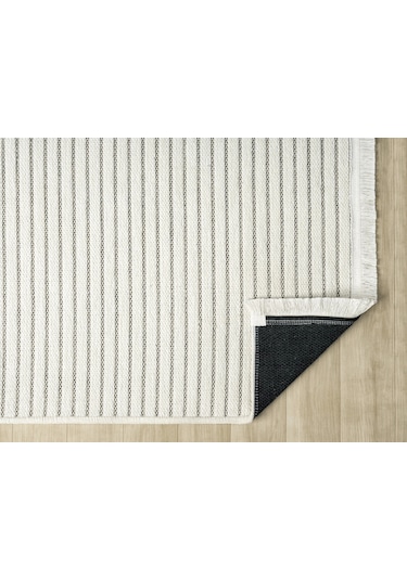 Aura Fitil Krem- Pamuk Tabanlı Yıkanılabilir Şönil Kilim
