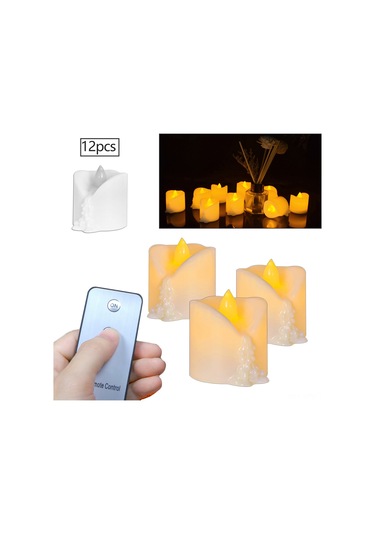 Maiyame 12 Adet Uzaktan Kumandalı Led Mum, Yumuşak Parıltı Efekti, Safe Kullanım, Noel Ve Parti Dekorasyonu, Islak Görünüm, Cr2032 Pil Dahil Sıcak Beyaz