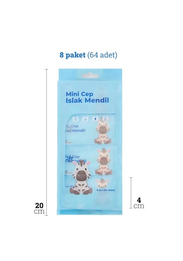 Baysa Alkolsüz Bitki Özlü Mini Islak Cep Mendili - 8'li 80 Paket 80'li Set