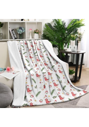 Noel Desenli 40x50 İnç Polar Battaniye, Yumuşak, Hafif Ve Kalın, Erkek, Kadın Ve Çocuk İçin Noel Ördek Baba Noel