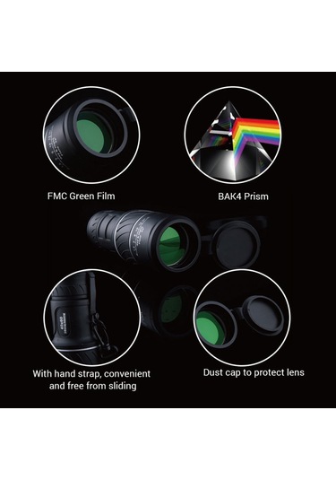 Suofeng 40x60 Hd Gece Görüşlü Su Geçirmez Bak4 Fmc Monoküler Teleskop - Kuş Gözlem, Av, Kamp Ve Doğa Yürüyüşü İçin Portatif Teleskop Hom-sf