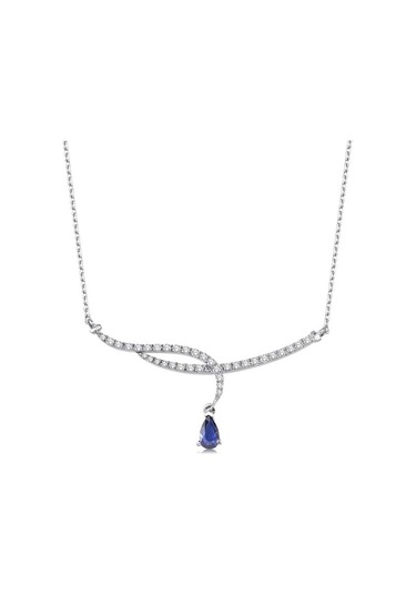 0.79 Karat Pırlanta Safir Kolye T13360