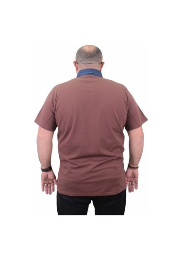 Starbattal Büyük Beden Polo Kot Yaka Tişört 23420 Taba-Taba