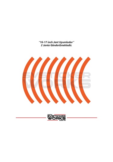 Motosiklet Jant Şeridi Jant Sticker Yarım Kaplama Daire 17-18 İnch Jant Motor Uyumlu Turuncu